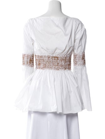 Rosetta Getty Off-The-Shoulder Long Sleeve Blouse