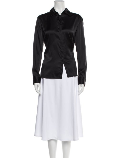 Rosetta Getty Silk Long Sleeve Button-Up Top