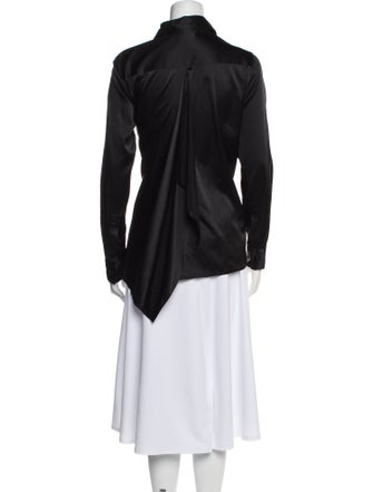 Rosetta Getty Silk Long Sleeve Button-Up Top