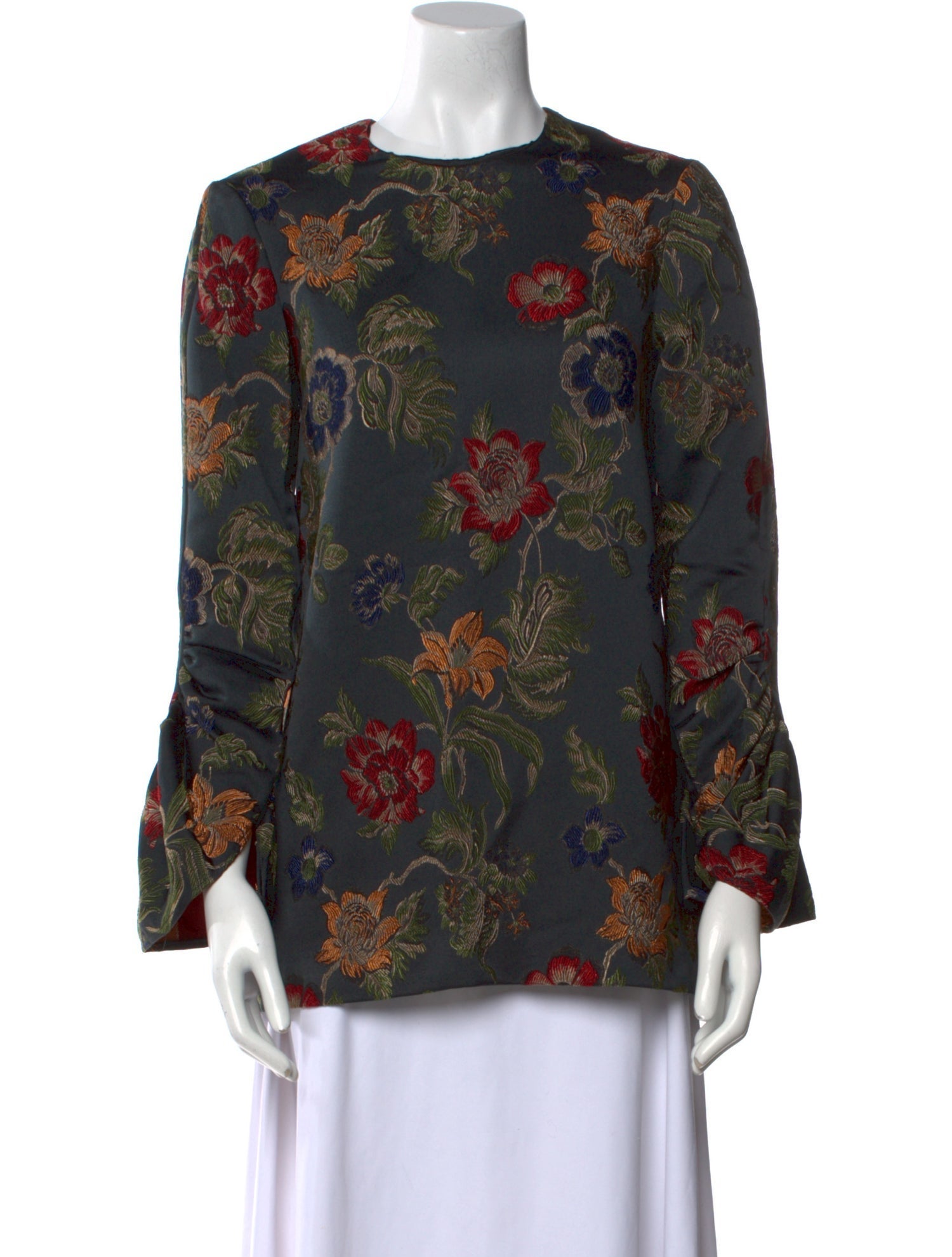 Rosetta Getty Floral Print Crew Neck Blouse