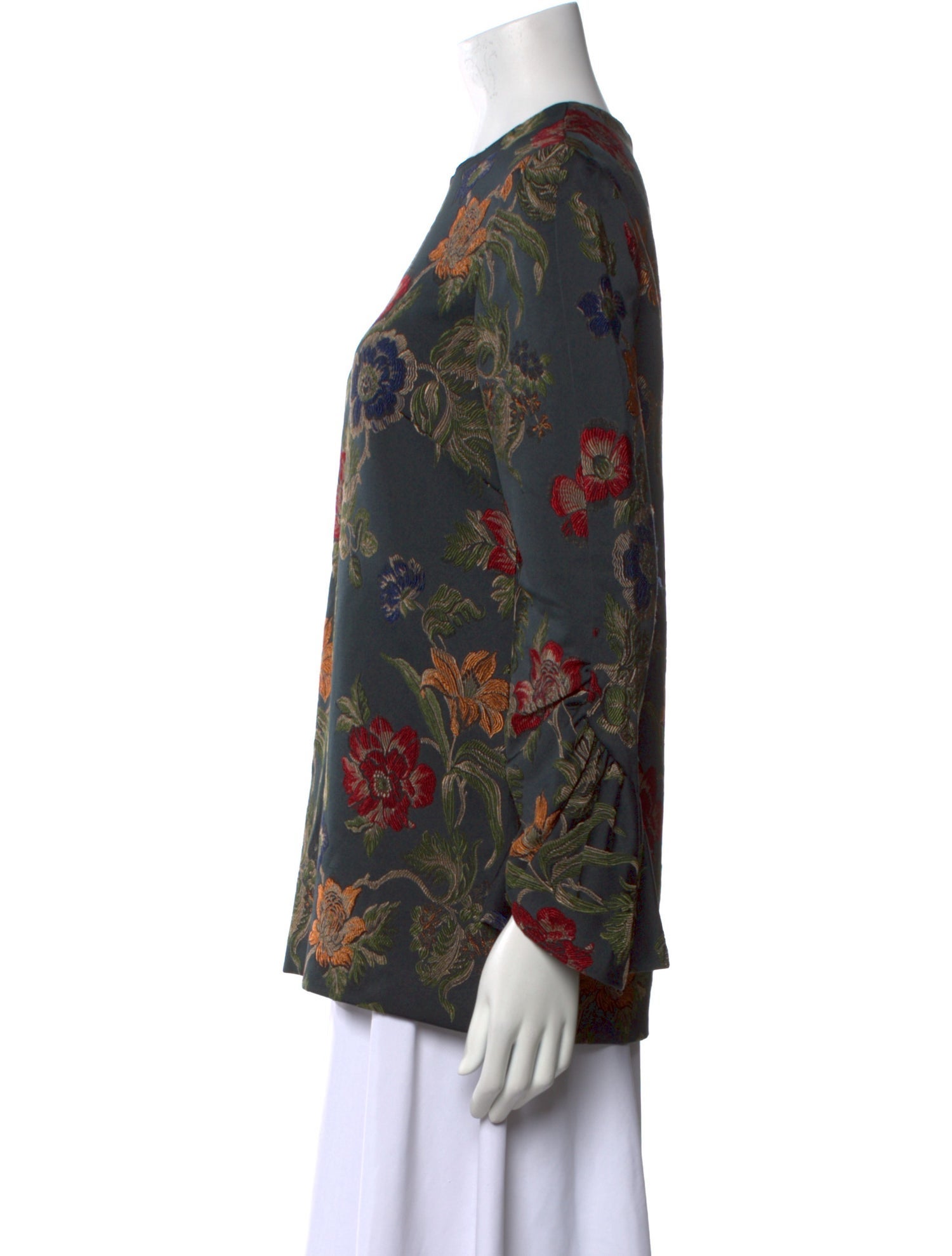 Rosetta Getty Floral Print Crew Neck Blouse