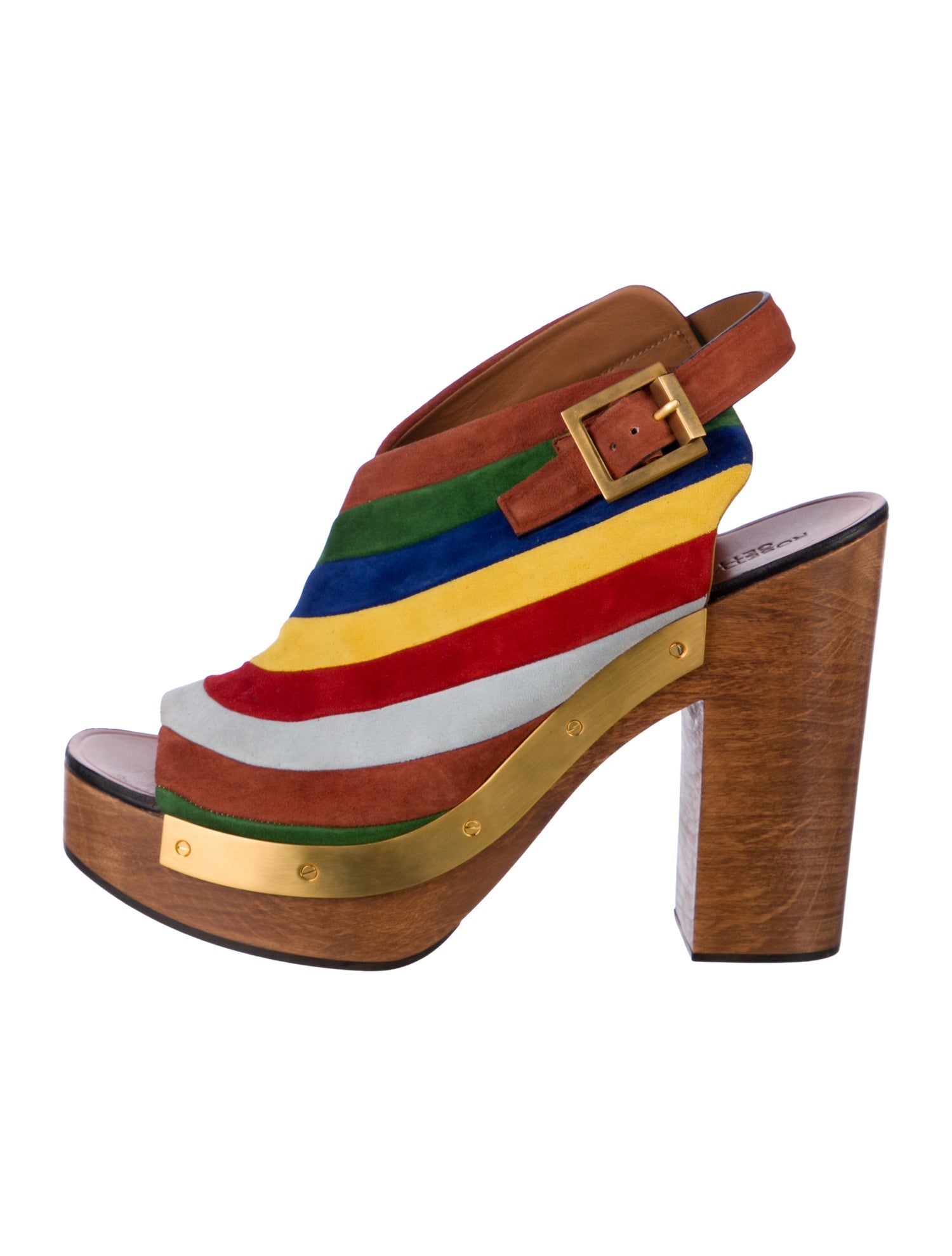 Rosetta Getty Suede Striped Slingback Pumps