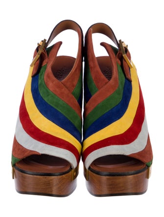 Rosetta Getty Suede Striped Slingback Pumps