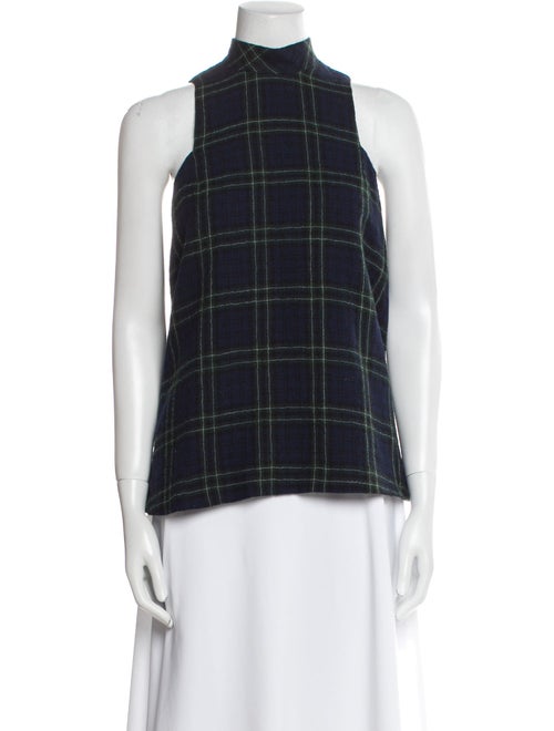Rosetta Getty Wool Plaid Print Top