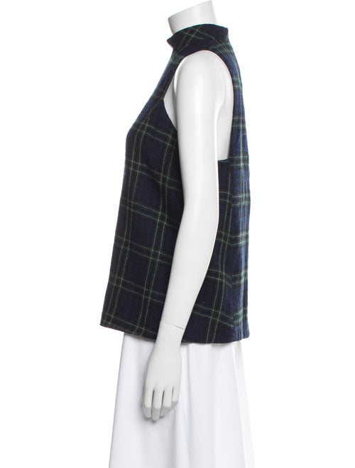 Rosetta Getty Wool Plaid Print Top