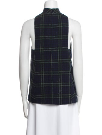 Rosetta Getty Wool Plaid Print Top
