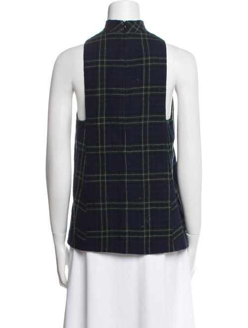 Rosetta Getty Wool Plaid Print Top