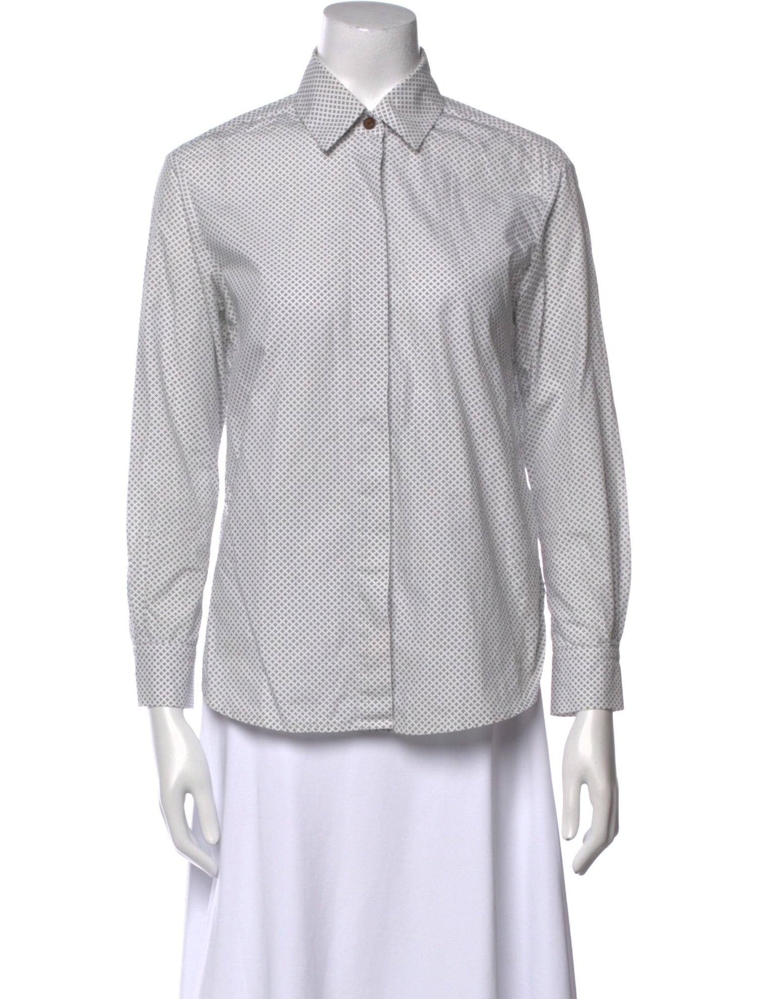 Rosetta Getty Printed Three-Quarter Sleeve Button-Up Top