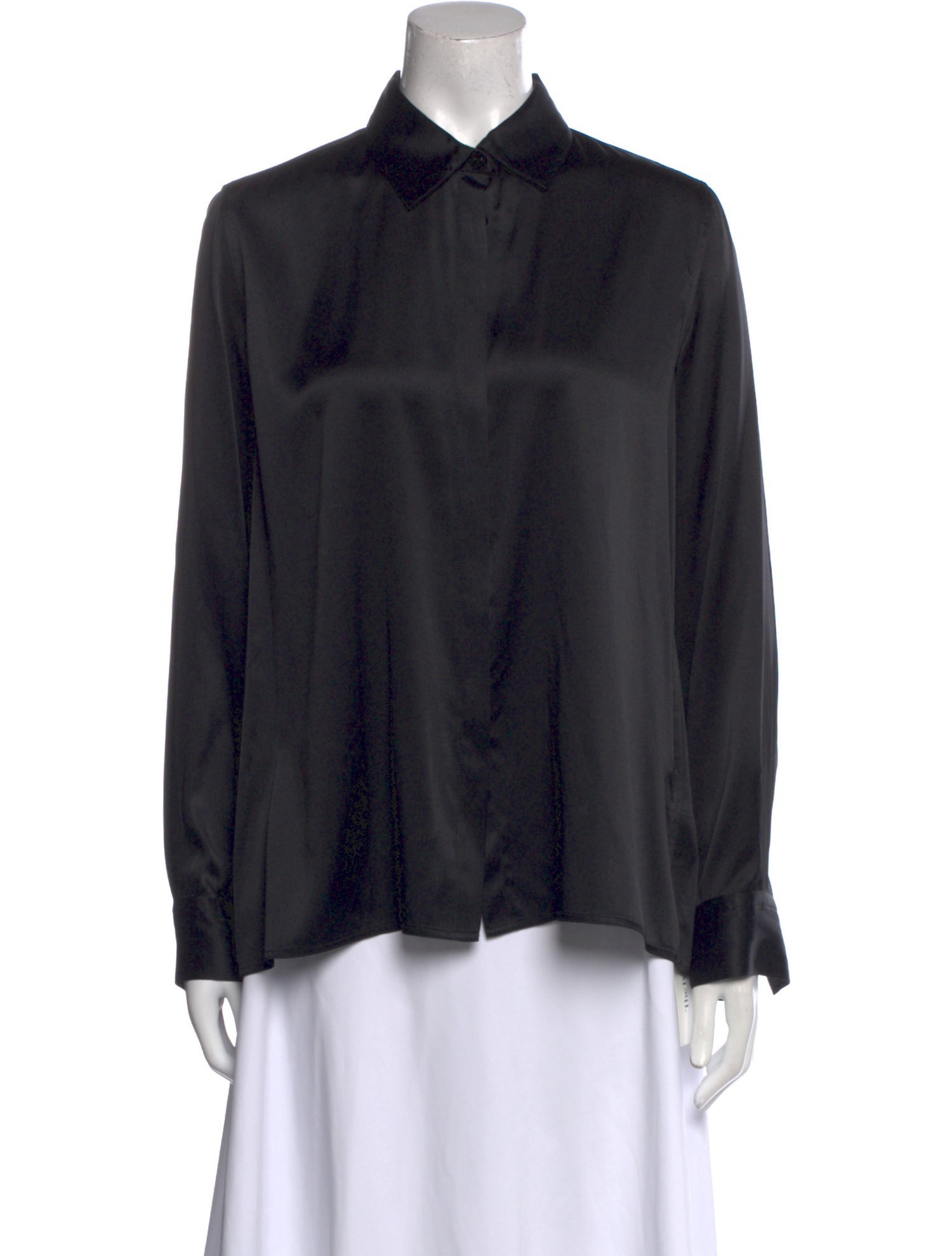 Rosetta Getty Silk Long Sleeve Button-Up Top