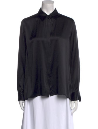 Rosetta Getty Silk Long Sleeve Button-Up Top