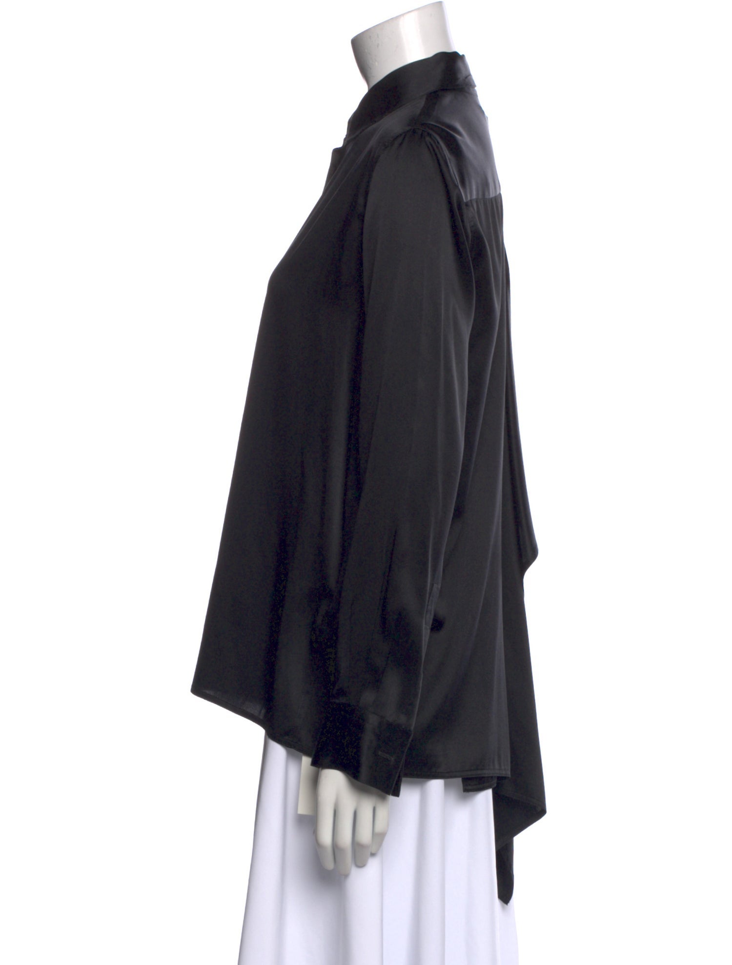 Rosetta Getty Silk Long Sleeve Button-Up Top