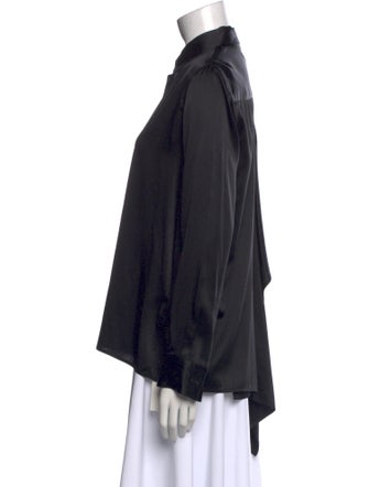 Rosetta Getty Silk Long Sleeve Button-Up Top