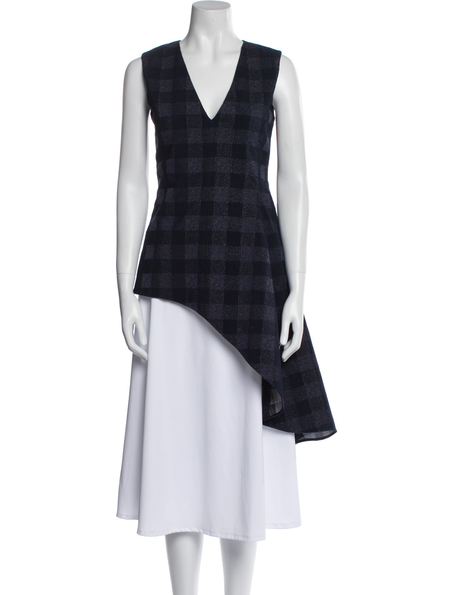 Rosetta Getty Plaid Print V-Neck Tunic