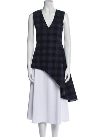 Rosetta Getty Plaid Print V-Neck Tunic