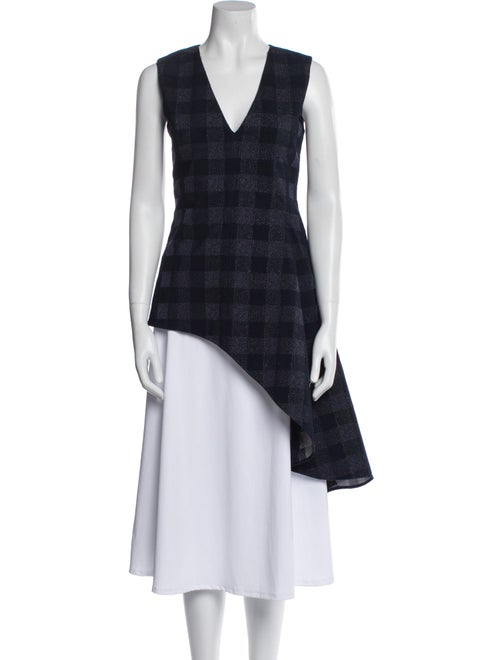 Rosetta Getty Plaid Print V-Neck Tunic