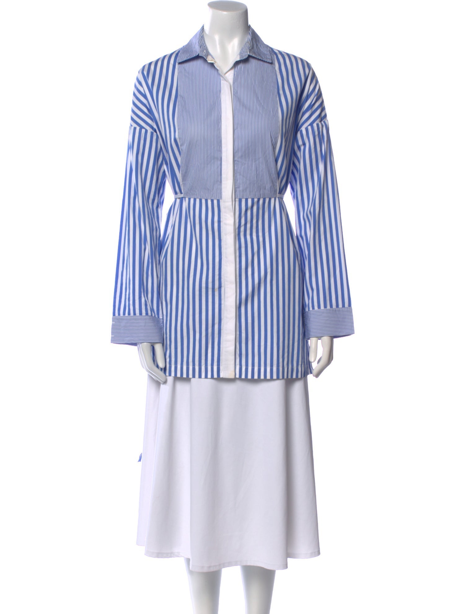 Rosetta Getty Striped Long Sleeve Button-Up Top
