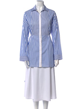 Rosetta Getty Striped Long Sleeve Button-Up Top