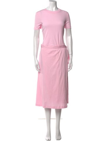 Pre-owned Rosetta Getty Crew Neck Midi Length Dress In Pink
