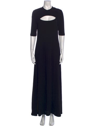 Pre-owned Rosetta Getty Crew Neck Long Dress In Black