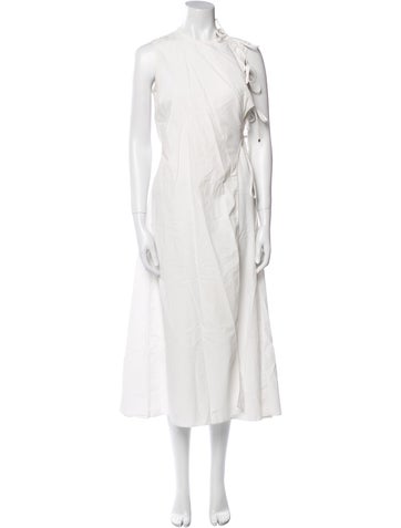 Pre-owned Rosetta Getty Crew Neck Long Dress In White