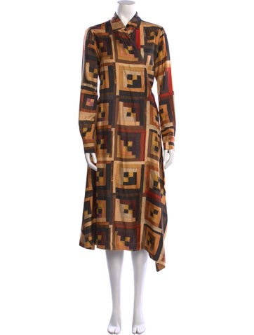 Pre-owned Rosetta Getty Silk Long Dress In Orange