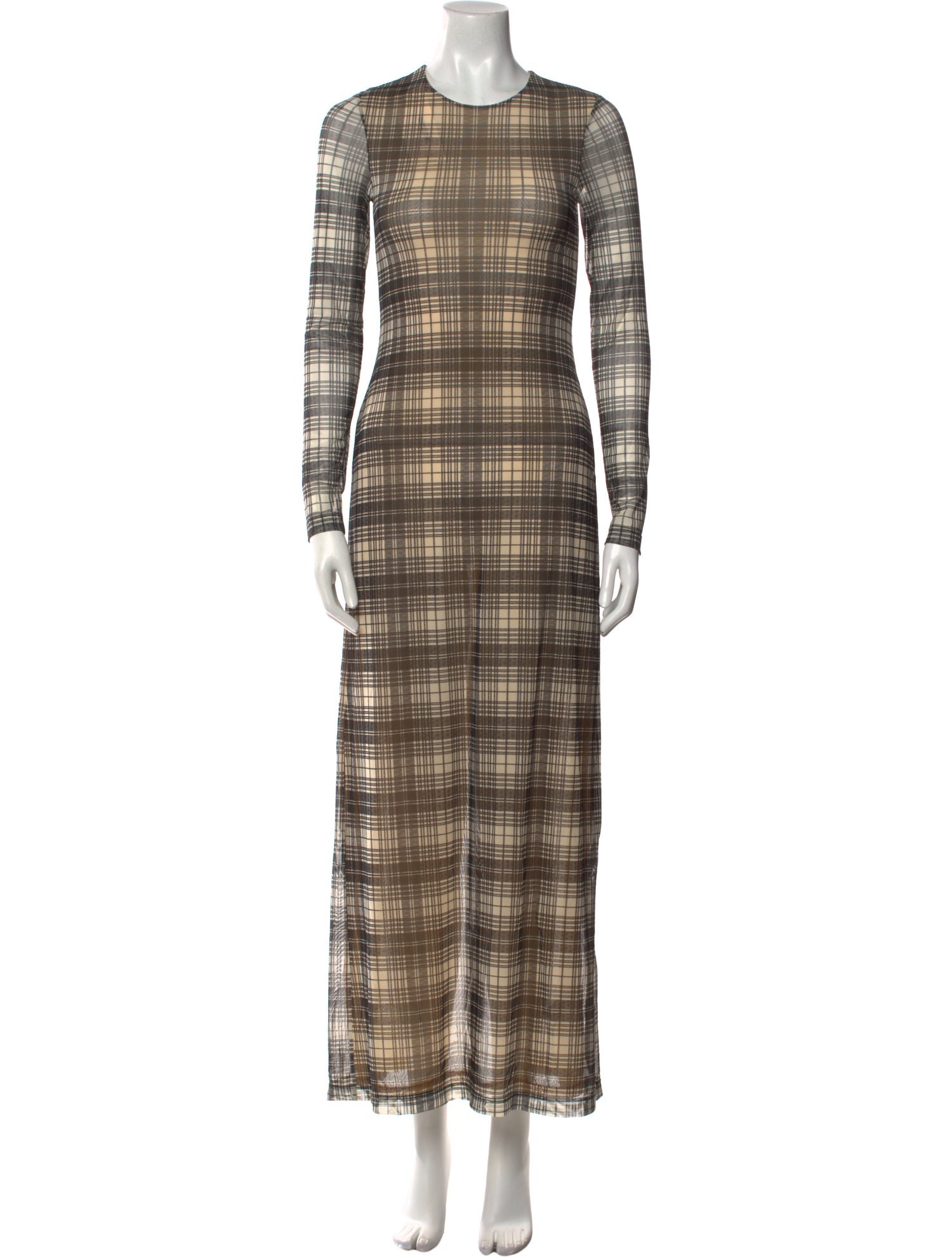 Rosetta Getty Plaid Print Long Dress