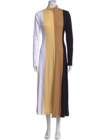 Pre-owned Rosetta Getty Colorblock Pattern Midi Length Dress In Neutral
