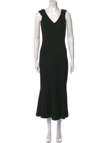 Pre-owned Rosetta Getty V-neck Long Dress In Black
