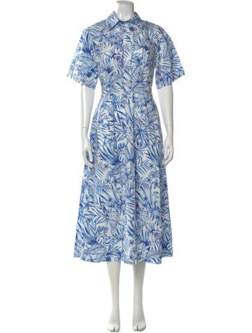 Pre-owned Rosetta Getty Floral Print Long Dress In Blue