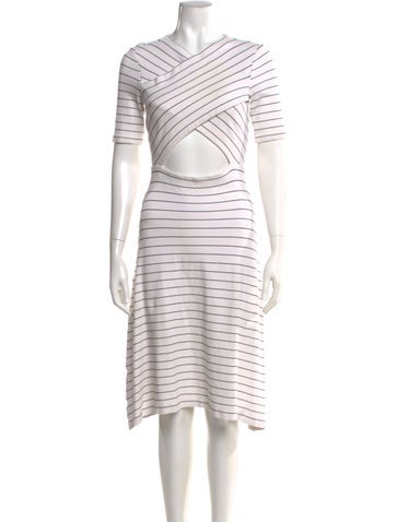 Pre-owned Rosetta Getty Striped Knee-length Dress In White