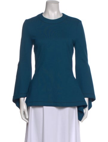 Pre-owned Rosetta Getty Crew Neck Long Sleeve Blouse In Blue
