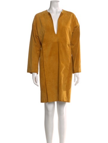 Pre-owned Rosetta Getty Suede Mini Dress In Yellow