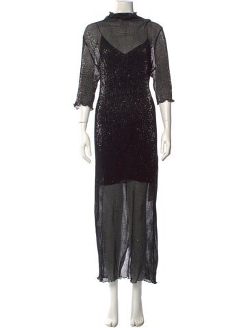 Pre-owned Rosetta Getty Turtleneck Long Dress In Black