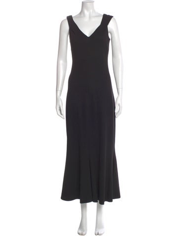 Pre-owned Rosetta Getty V-neck Long Dress In Gray