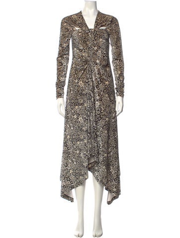 Pre-owned Rosetta Getty Printed Long Dress W/ Tags In Black