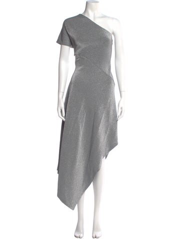 Pre-owned Rosetta Getty One-shoulder Long Dress In Gray