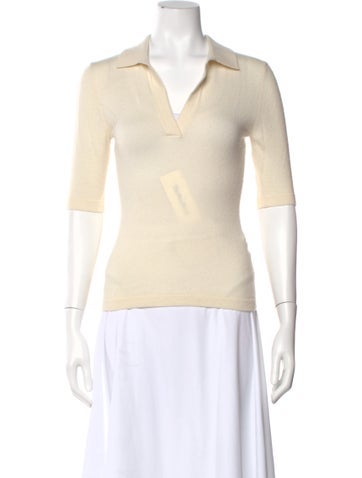 Pre-owned Rosetta Getty Wool V-neck Sweater W/ Tags In Neutral
