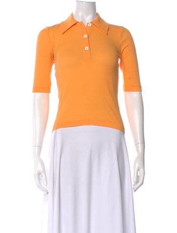 Pre-owned Rosetta Getty Three-quarter Sleeve Polo In Orange