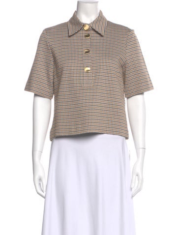 Pre-owned Rosetta Getty Plaid Print Short Sleeve Top In Multi