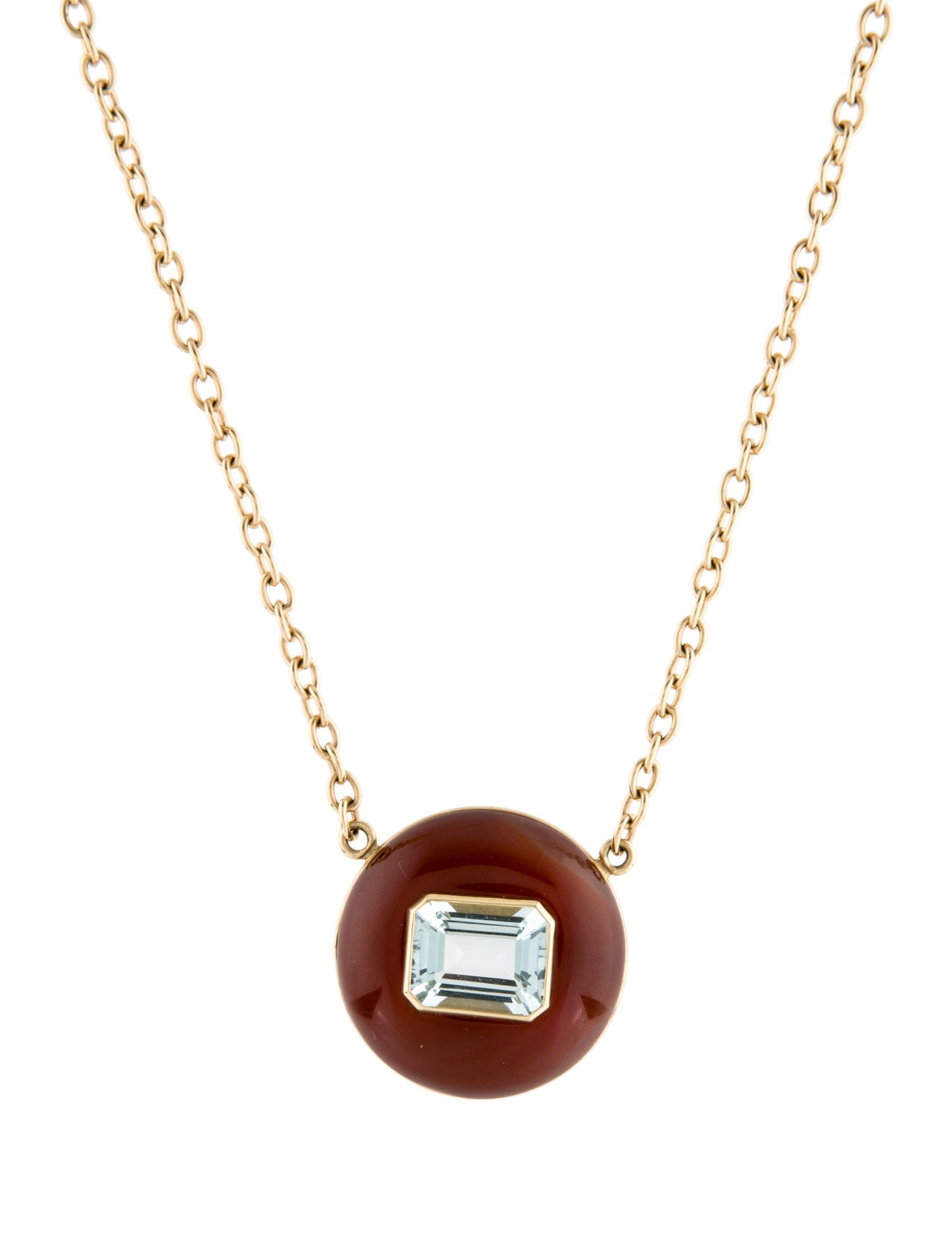 Retrouvai 14K 4.28ct Aquamarine & Carnelian Pendant Necklace