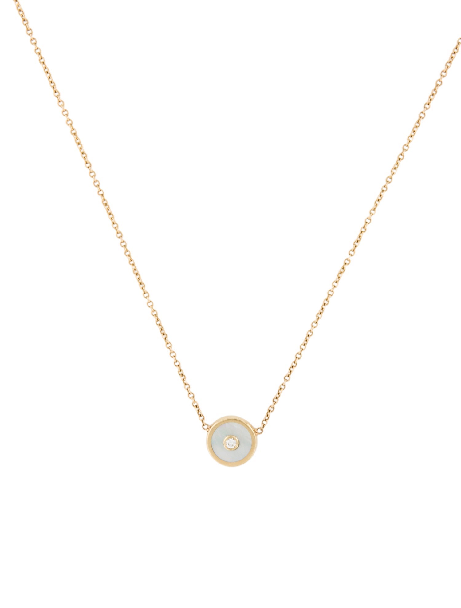 Retrouvai 14K Mother of Pearl & Diamond Mini Compass Pendant Necklace