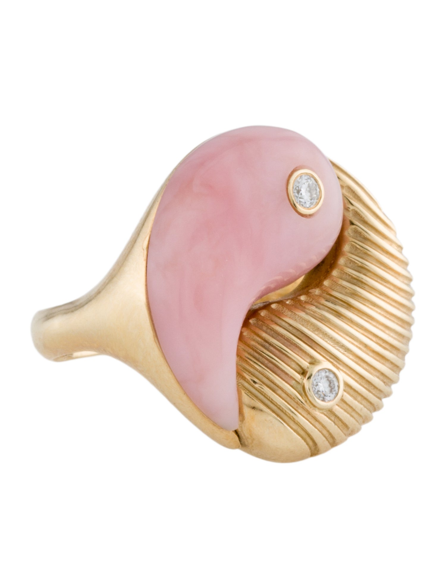 Retrouvai 14K Opal & Diamond Yin Yang Cocktail Ring