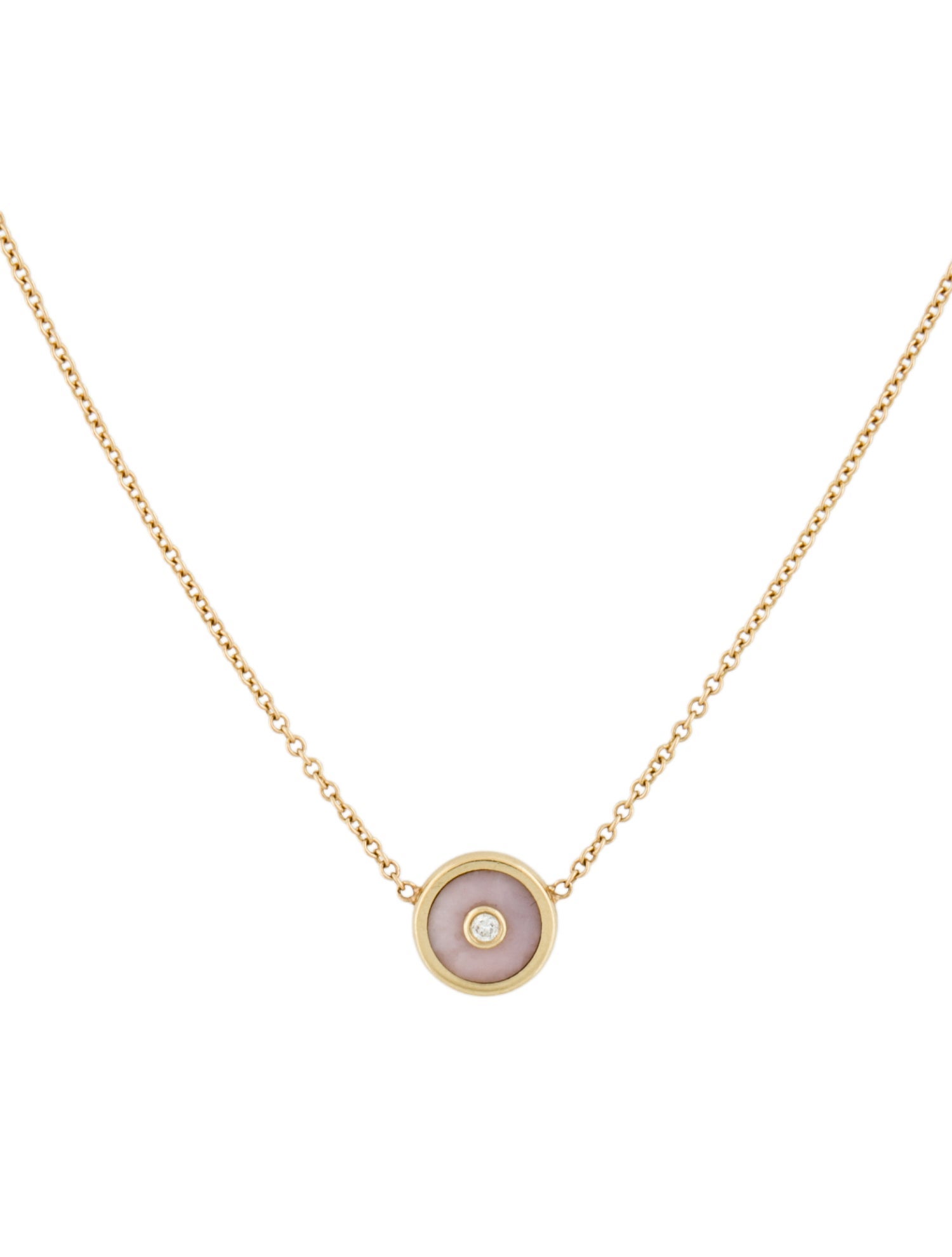 Retrouvai 14K Pink Opal & Diamond Mini Compass Pendant Necklace