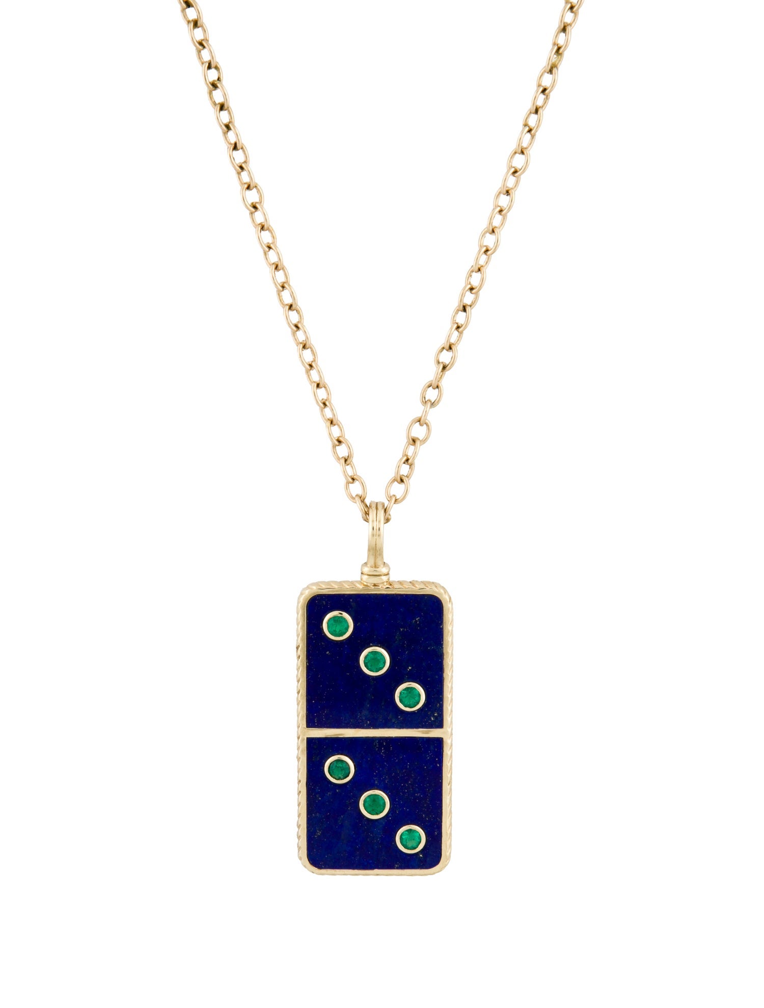 Retrouvai Lapis & Emerald Classic Domino Necklace
