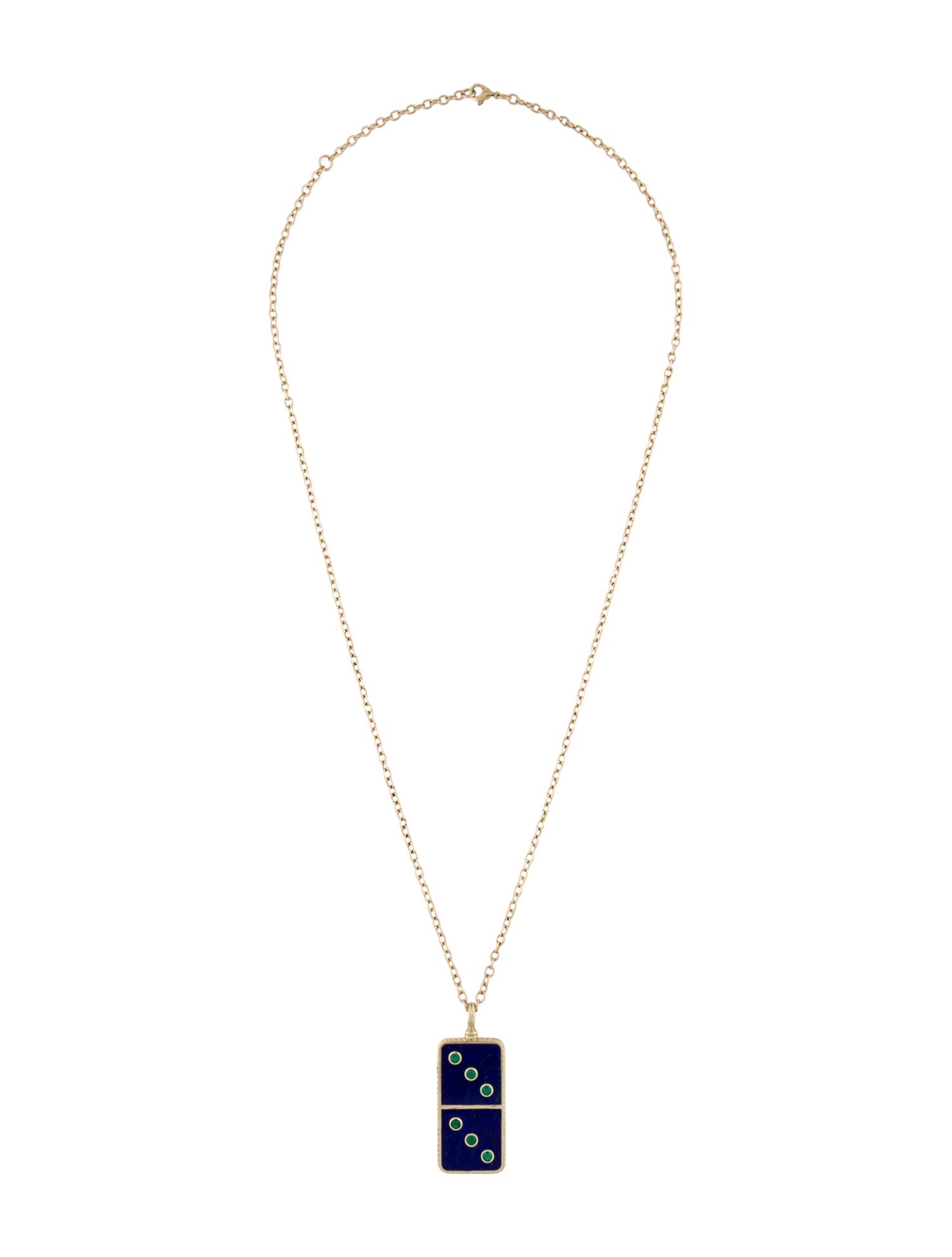 Retrouvai Lapis & Emerald Classic Domino Necklace