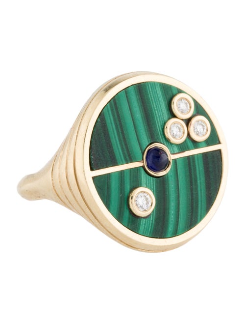 Retrouvai 14K Malachite, Sapphire & Diamond Compass Ring