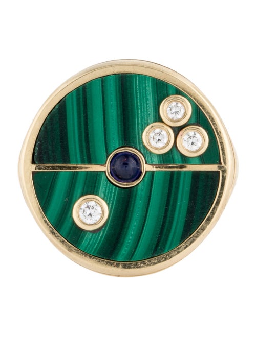Retrouvai 14K Malachite, Sapphire & Diamond Compass Ring