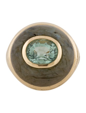 Retrouvai 14K Tourmaline & Labradorite Petite Lollipop Ring