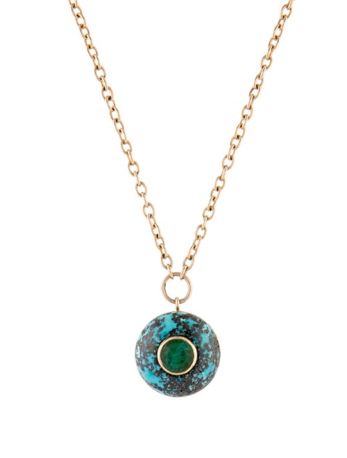 Retrouvai 14K Tourmaline & Turquoise Lollipop Pendant Necklace