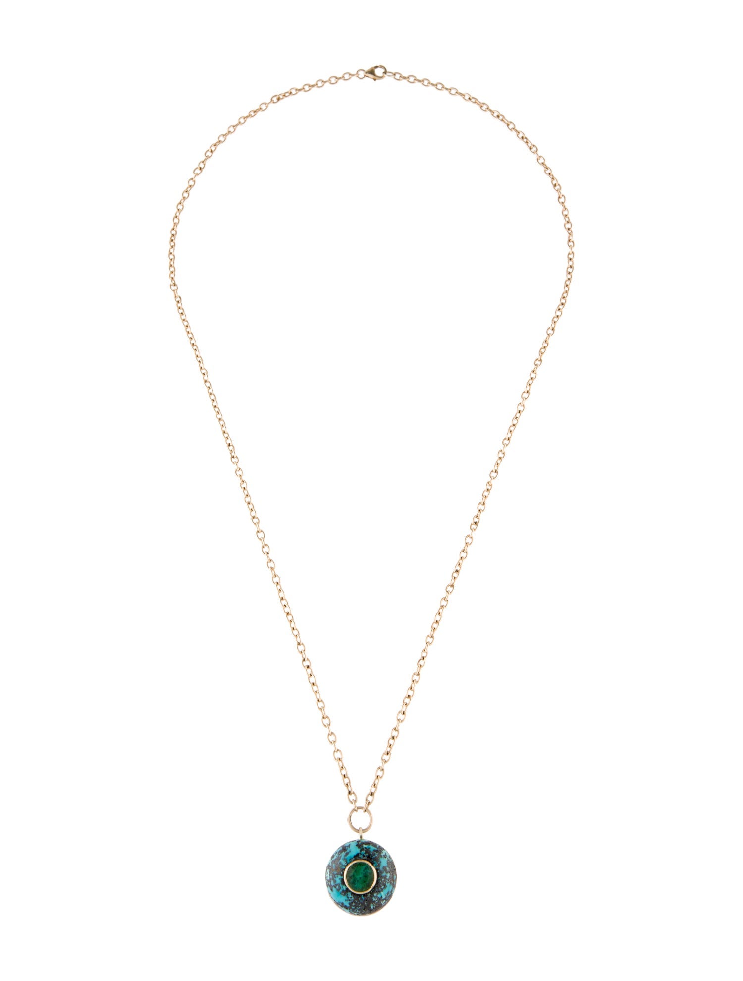 Retrouvai 14K Tourmaline & Turquoise Lollipop Pendant Necklace